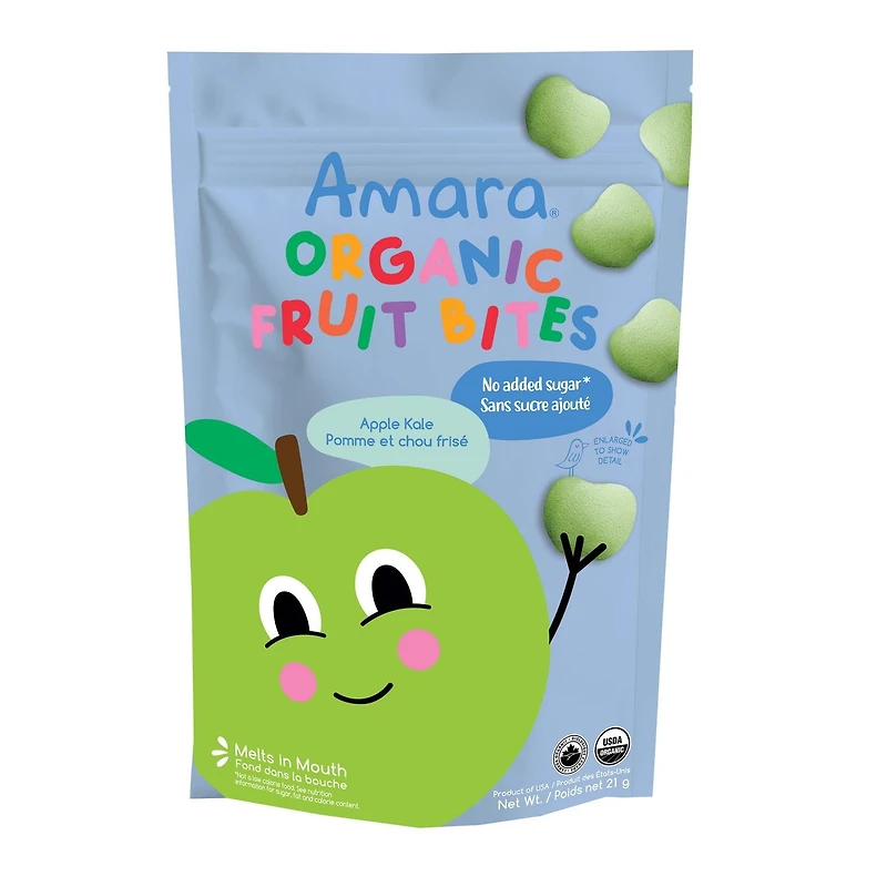 Amara Organic Apple Kale Bites, Melt in your mouth snacks