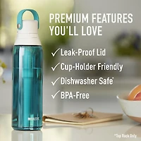 Système de filtration d’eau en bouteille Brita avec paille, anneau de transport pratique et capuchon antifuites, bouteille sans BPA parfaite pour les sports, les voyages ou la randonnée, capacité de 7 de couleur verre de mer