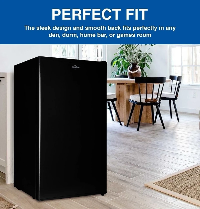 Koolatron Réfrigérateur compact de 3,2 pi³ avec congélateur, mini-réfrigérateur noir élégant pour la cuisine et le bureau