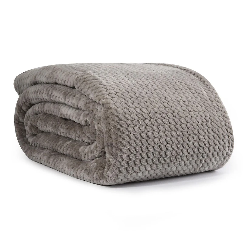 Jacquard Velvet Touch Blanket, Grey 66" x 96"