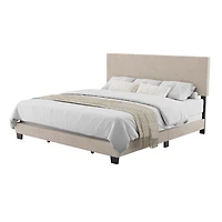 CorLiving Celeste Modern Upholstered Adult King Bed Frame with Headboard, Box Spring Required