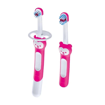 MAM Learn to Brush Set, Baby Toothbrush Set, Girl, 5+ Months, 2-Count
