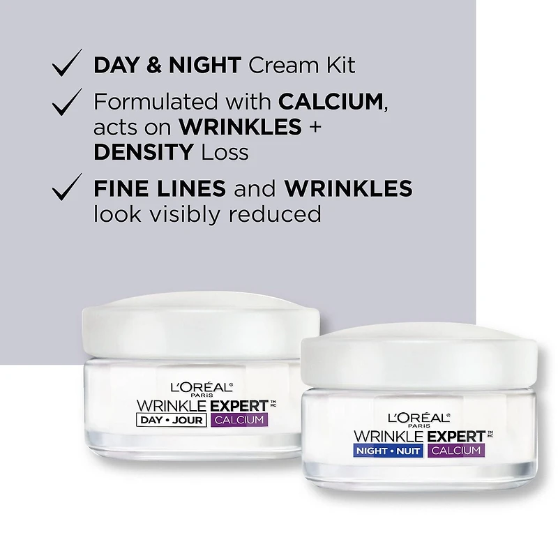 Anti-Wrinkle Day & Night Moisturizers 55+ with Calcium, Skin Care Kit | Wrinkle Expert, With Calcium