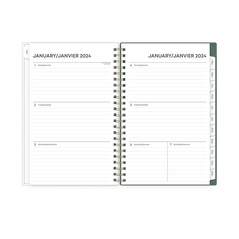 Agenda hebdomadaire/mensuel 2024, 5 po x 8 po, Blue Sky, Monroe Light
