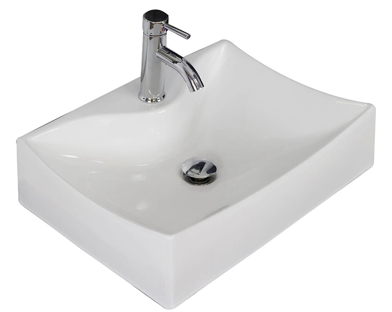 American Imaginations AI- 21,5 pouces Navire blanc de bâti de mur de W pour le forage de bâti de mur de 1 trou