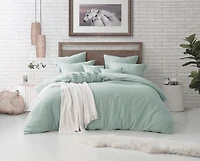 Ensemble de housse de couette en tissu froissé naturel ultra doux - Fermeture éclair