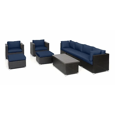 Innesbrook Collection Ensemble de conversation de patio en aluminium pièces avec coussins bleu marine