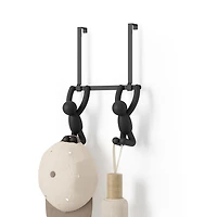 BUDDY HOOK - Patère murale ou dessus de porte avec 2 crochets, métal et plastique noir