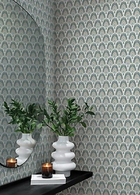Better Homes & Gardens Teal Zelda Fan Peel and Stick Wallpaper, 30.75 Sq. ft