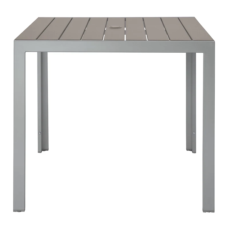 Ensemble de salle à manger de patio CorLiving Gallant 3 pièces en aluminium argenté et polybois taupe avec table carrée