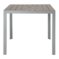 Ensemble de salle à manger de patio CorLiving Gallant 3 pièces en aluminium argenté et polybois taupe avec table carrée