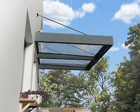 CANOPIA par PALRAM Ensemble d'auvent de porte Sophia XL de 5 pi x 7 pi - Structure grise et panneaux transparents