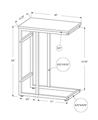 Monarch Specialties Accent Table, C-shaped, End, Side, Snack, Living Room, Bedroom, Metal, Laminate, Grey, Black, Contemporary, Modern