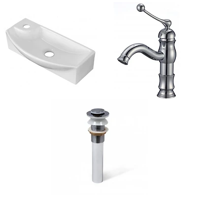 American Imaginations 17.75-in. W Above Counter White Bathroom Vessel Sink Set For 1 Hole Left Faucet AI