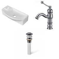 American Imaginations 17.75-in. W Above Counter White Bathroom Vessel Sink Set For 1 Hole Left Faucet AI