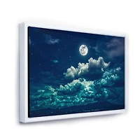 Designart Full Moon In Cloudy Night Sky II FLOAT FRAME WALL ART