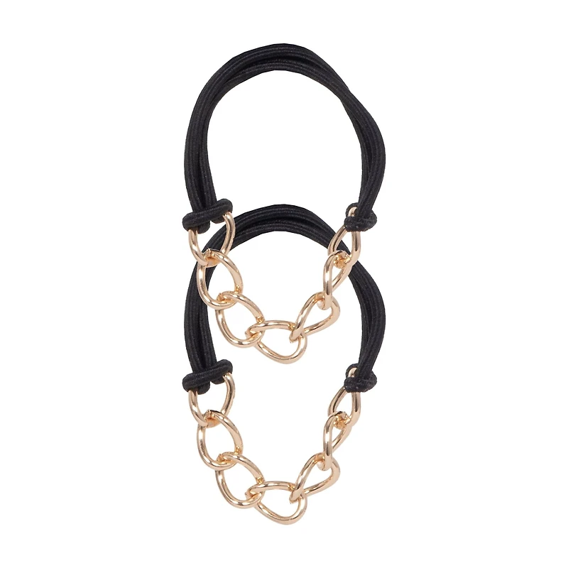 Scünci 2 Pk Gold Chain Ponytailers