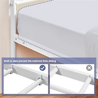 Fullfurnique Cadre de Lit Plateforme en Métal Simple avec Tête et Pied de Lit, Simple, Blanc