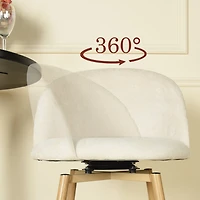 Homy Casa Set of 2 Swivel Upholstered Barstool with Metal Woodgrain Legs and Footrest for Kitchen Dining Room, Biscuit