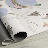 Rug Branch Soft Steps Playtime Licornes, Chateau, Carte routiere, Tapis educatif doux, Blanc Bleu - Garcons et filles dans la salle de jeux, la creche, la chambre