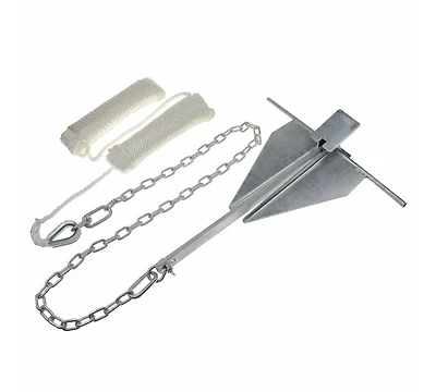 Blue Dog Marine #8 Fluke Anchor Kit – 8 LB Boat Anchor for Complete Anchoring Solution for Boats up to 24'