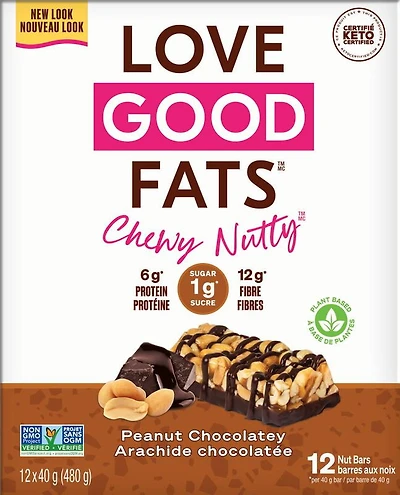 Love Good Foods - Chewy-Nutty Barre Tendre-Noisette aux Arachides et Chocolatée, 40g