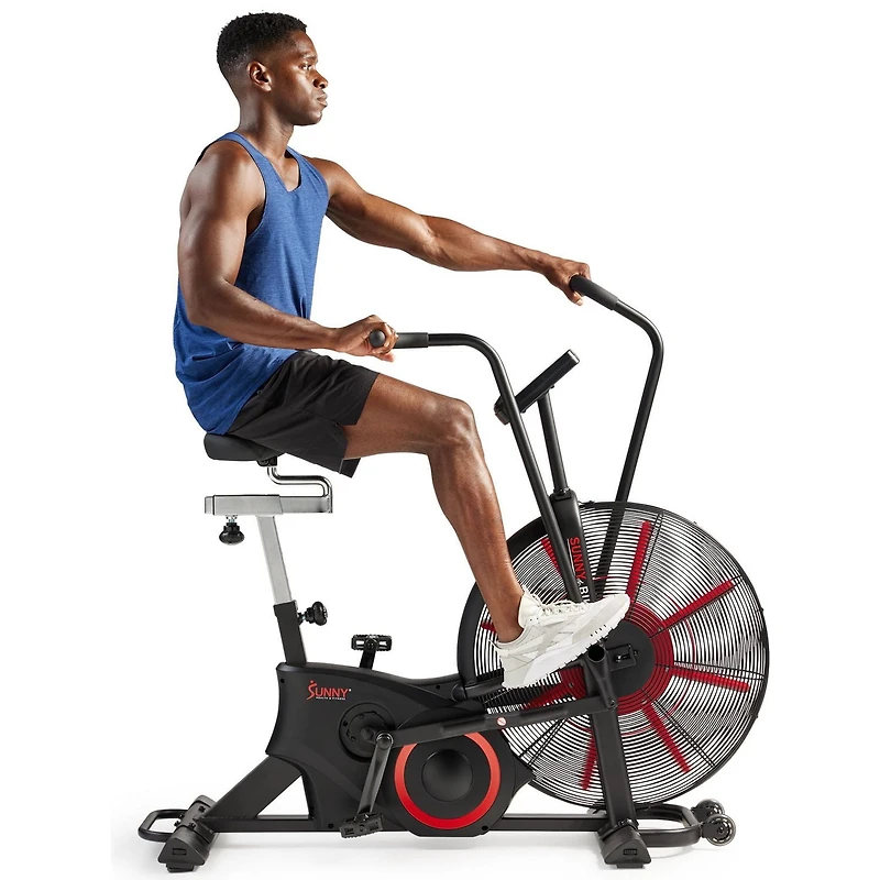 Sunny Health & Fitness Smart Customizable Air Bike Trainer, 330LB Capacity for Leg/Arm Cardio Workout, Fan Cycling Cardio Exerciser for Home Training, Free SunnyFit App Bluetooth Link - SF-B223018