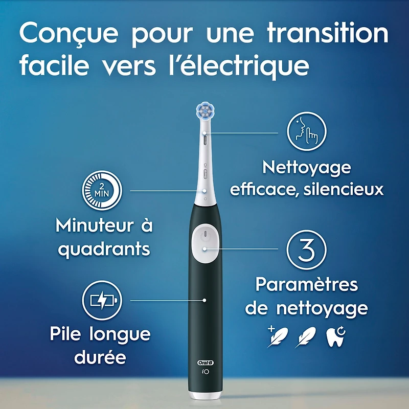 Brosse à dents électrique rechargeable Oral-B iO Série 2, vert forêt avec 1 brossette soins doux – Capteur automatique de pression pour protéger les gencives – 3 modes –