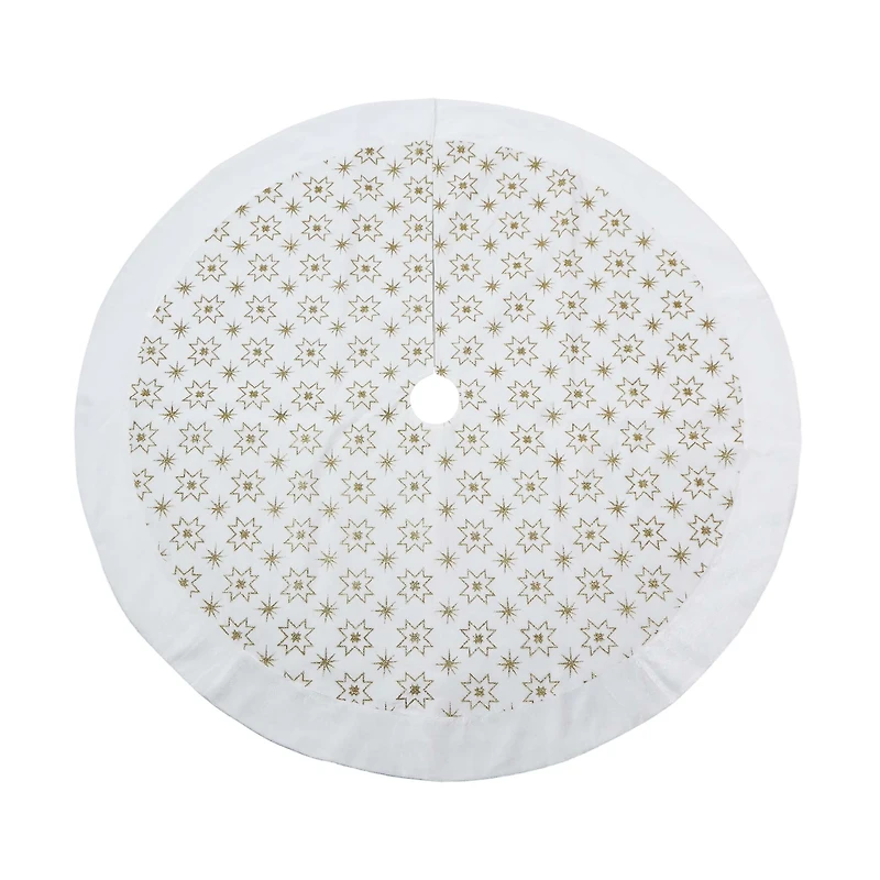 48 inch White Velvet Glitter Tree Skirt