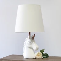 Simple Designs Lampe de table licorne blanche étincelante