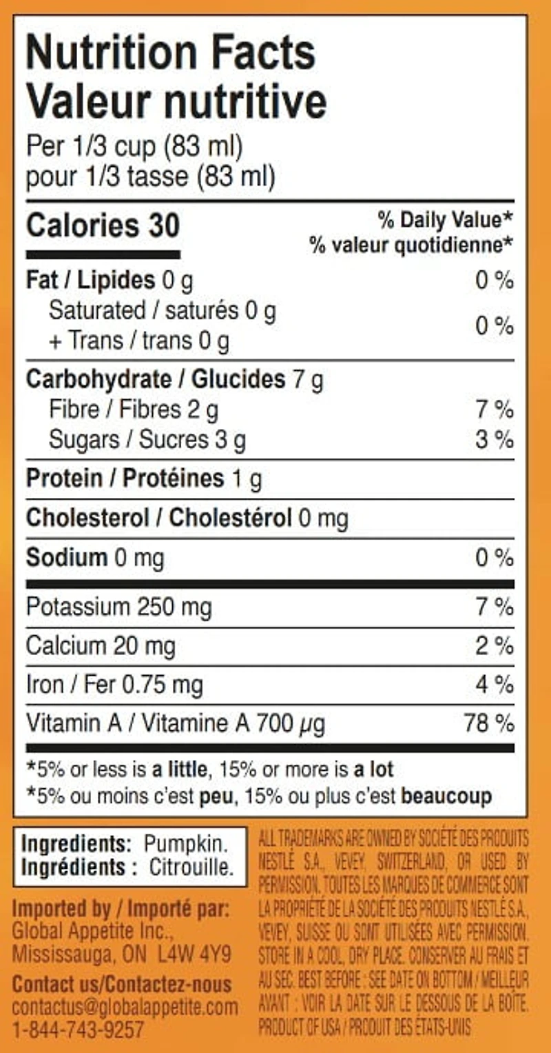 LIBBY'S Citrouille Pure À 100% 398ml