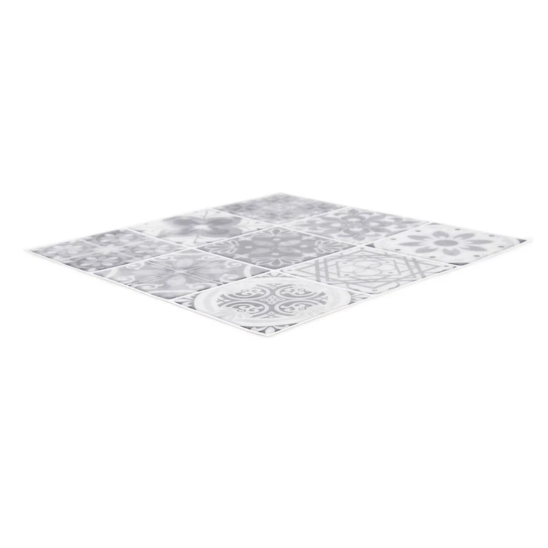 Truu Design Tuiles murales auto-adhésives Peel and Stick Accent Unique, 10 x 10 pouces, gris, 6 pièces