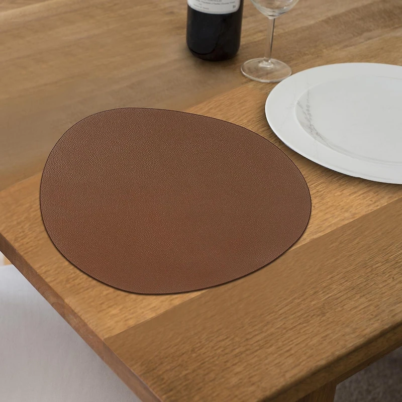 IH Casa Decor Reversible Pleather Pebble Placemat Tan - Set of 12