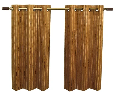 Versailles' Bamboo Wood Grommet Top Curtain Tier Set 48in x 36in