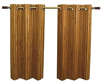Versailles' Bamboo Wood Grommet Top Curtain Tier Set 48in x 36in