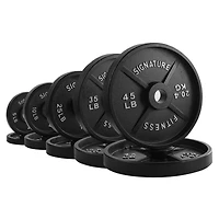 Signature Fitness Deep Dish 2 In. Olympic Cast Iron Weight Plates with E-Coating, Pair
