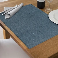 Chambray Ribbed Placemat Denim Blue 13 X 19 - Set of 12