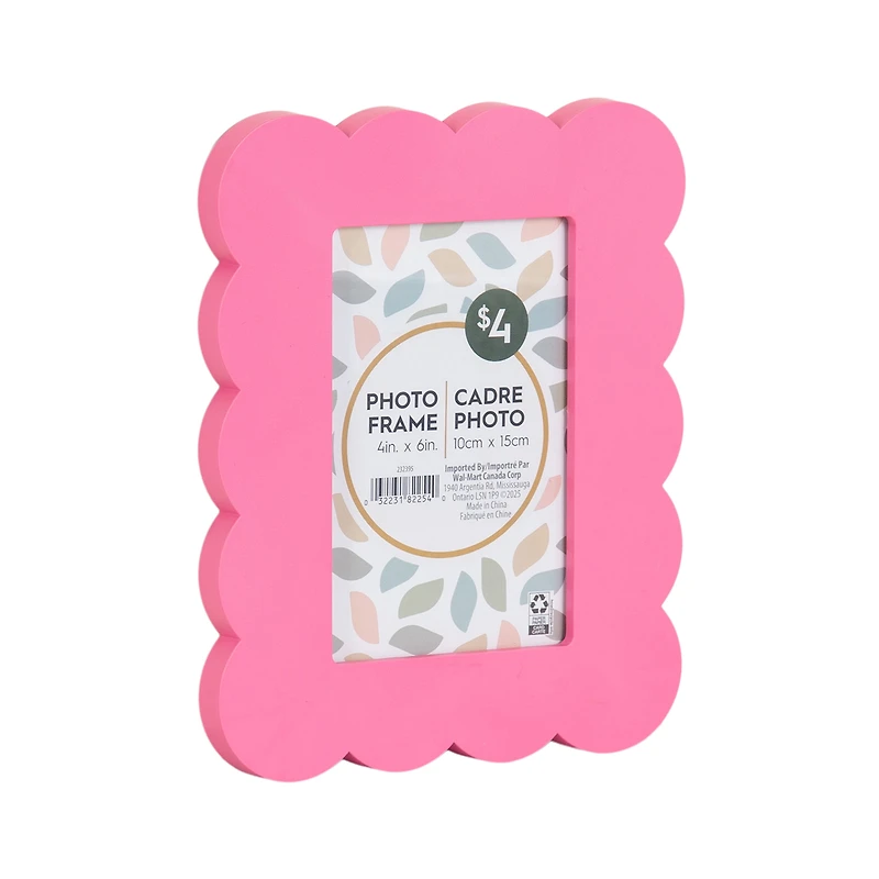 DesignOvation Scalloped 4" x 6" Pink Decorative Tabletop Picture Frame