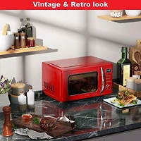 Galanz Retro Countertop Microwave Oven with Auto Cook & Reheat, Defrost, Quick Start Functions, Easy Clean with Glass Turntable, Pull Handle, 0.7 cu ft, Retro Microwave Oven, 0.7 cu.ft.