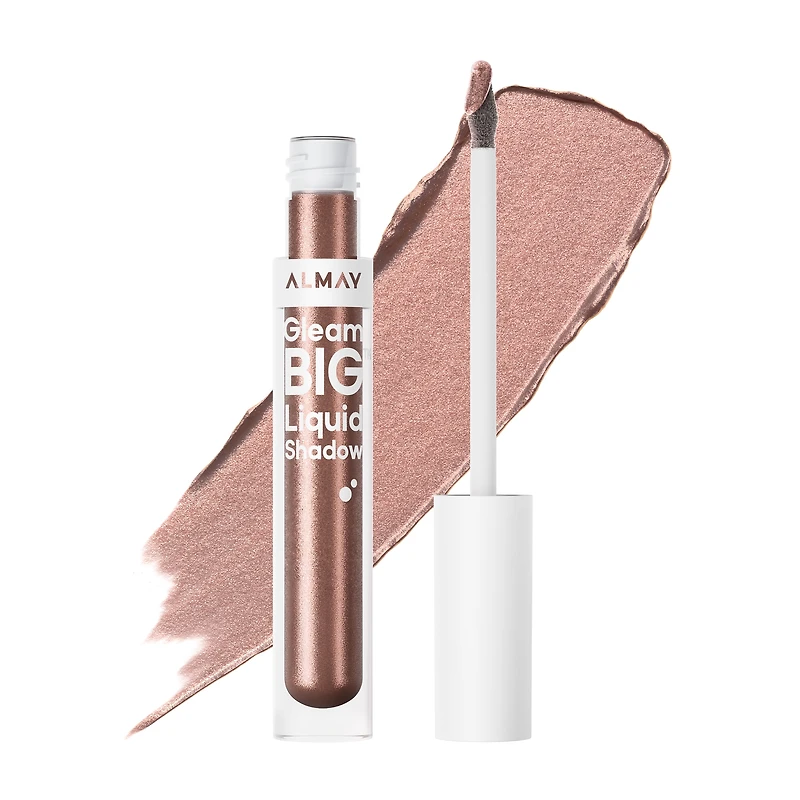Almay Gleam Big ™ Liquid Shadow, Eye Shimmer, Hypoallergenic Eyeshadow, Vegan Eye Makeup, All-Day Wear, 500 Booked N Bronzy