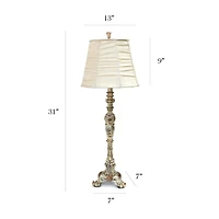 Elegant Designs Antique Style Buffet Table Lamp with Cream Ruched Shade