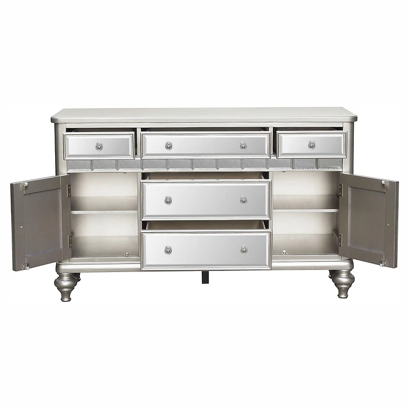 Topline Home Furnishings Ensemble de salle à manger sophistiqué en argent 8 pièces