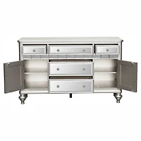 Topline Home Furnishings Ensemble de salle à manger sophistiqué en argent 8 pièces