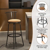 Ensemble de 3 tabourets de bar compacts et ajustables Homy Casa pour petits espaces, chaise pivotante avec coussin beige et structure en métal