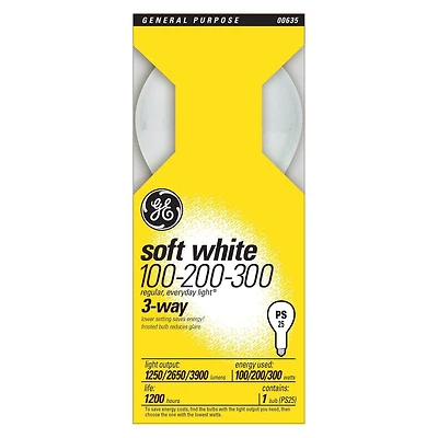 lampe blanc doux trois intensités PS25 GE 100/200/300 W – paquet de 1