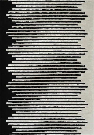 Tapis d'interieur abstrait Rug Branch Domus, creme noir, moderne - Salon, chambre, salle a manger et cuisine<br>
