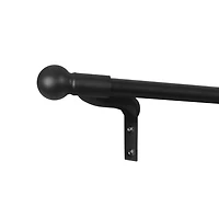 Smart Rods No Measuring Easy Install Adjustable Cafe Window Rod with Decorative Ball Finials, 18 to 48 Inch, Black, Easy to install window rod
