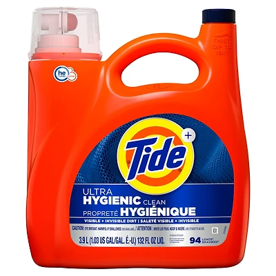 Tide Ultra Hygienic Clean Liquid Laundry Detergent, Original Scent, Removes visible and invisible dirt, Laundry Detergent Liquid, 3.9L