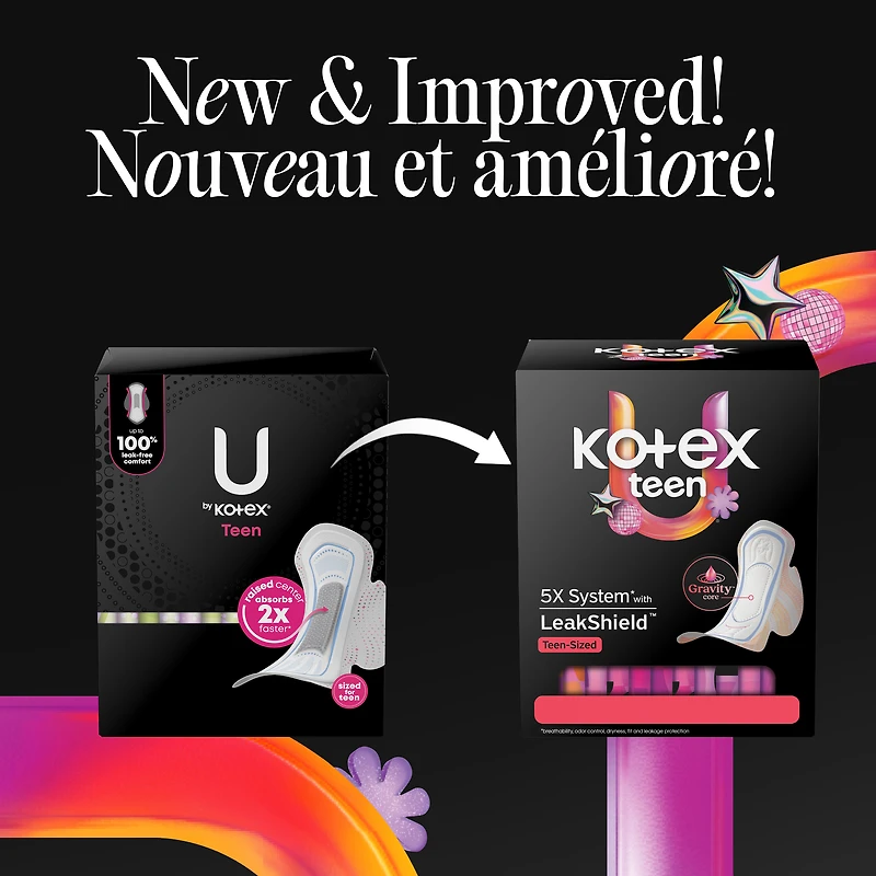 Kotex Ultra Thin Teen Pads with Wings, Heavy Absorbency, 36 Count