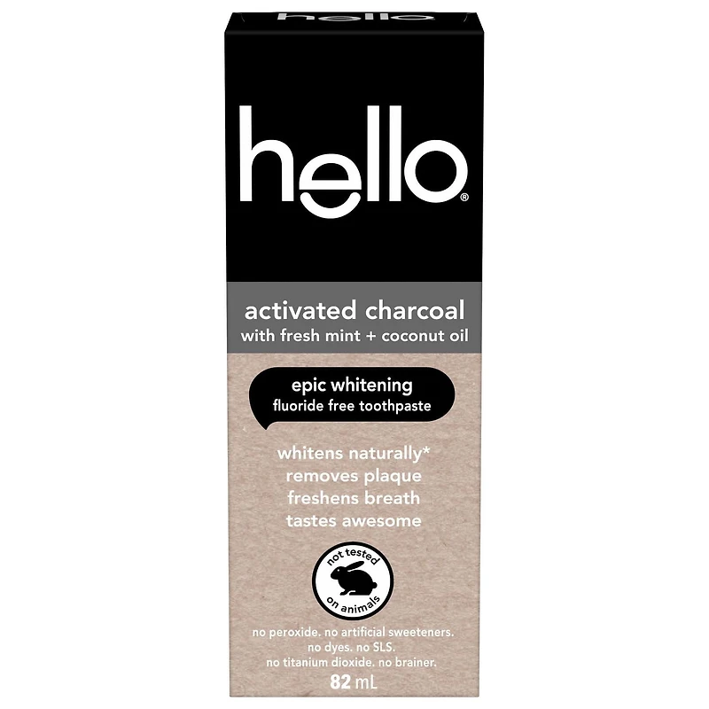 Dentifrice au charbon activé sans fluorure Hello - 82 mL Dentifrice charbon Hello